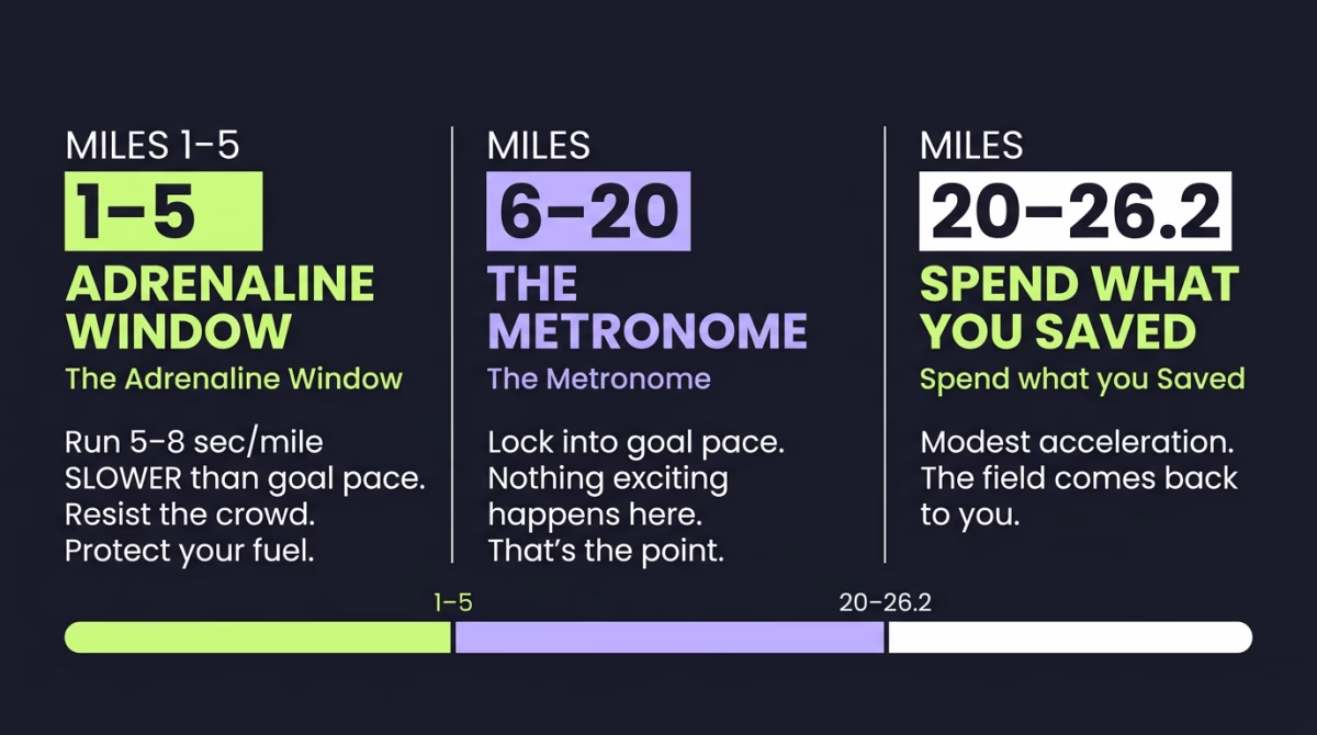 runner climbing marathon hill with relaxed form demonstrating effort-based marathon pacing strategy
