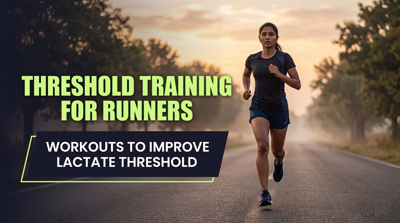 South Asian female runner performing a threshold running workout at dawn on an empty road
