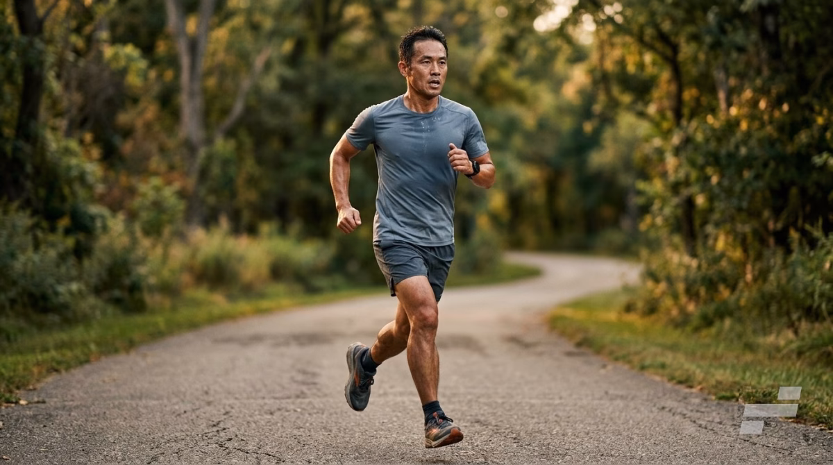 Runner holding a sustained threshold effort, illustrating training zones physiology